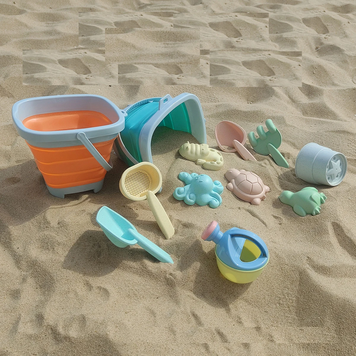 Brinquedos de praia dobráveis para crianças, Play Water Bucket Set, Brinquedos de verão para crianças, Acessórios divertidos ao ar livre, Sand Play Gifts