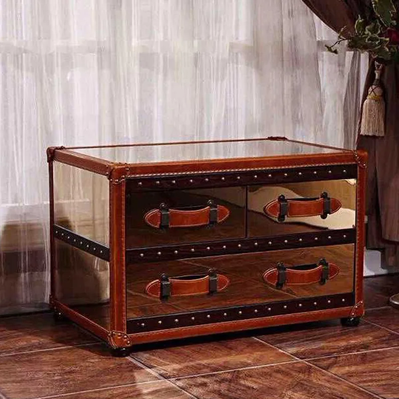 

American retro 8K mirror rose gold stainless steel metal living room bedroom bedside storage drawer chest cabinet fixed