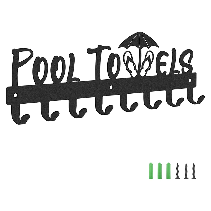 

New Pool Towel Rack With 8 Hooks, Towel Holder Wall Mounted For Outdoor Or Bathroom, Towel Hanger For Hanging Bathrobes