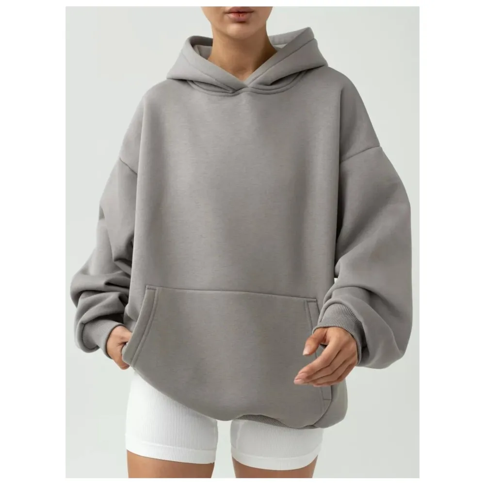 2025 New Women's Pullover Hoodie Autumn Winter Long-sleeved Solid Color Hooded Sweatshirt Pullover Loose Casual Top For Women