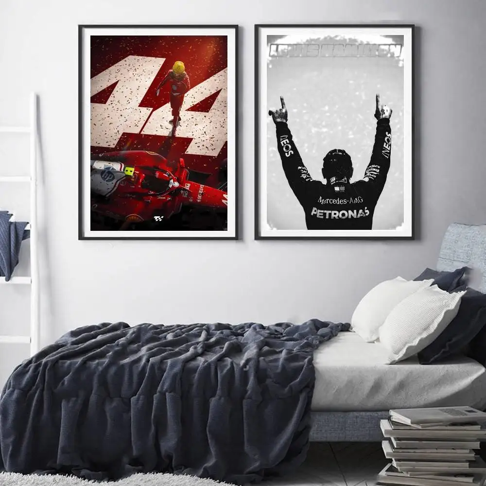 F1 L-Lewis هاميلتون ملصق فني ذاتي اللصق مقاوم للماء ورقة ملصق مقهى بار غرفة جدار ديكور #4