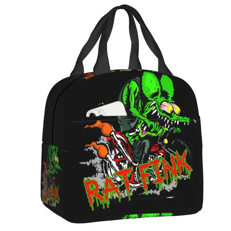 Cartoon Monster Rat Fink Insulated Lunch Bags for Outdoor Picnic Waterproof Cooler Thermal Lunch Box Women Children