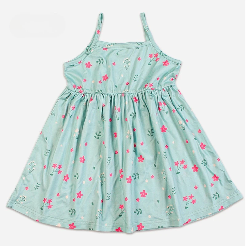 2026 New Summer Girls Floral Print Dress Fashion Cute Princess Dress Sweet Fresh Style Short Sleeve Dress for Kids 1-8 Years Old