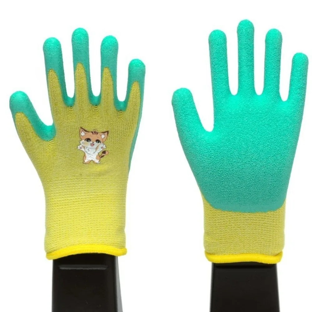 Multi-purpose Work Gloves 13 Needles Pink Blue Yellow Latex Coated Gloves Antiskid Thickening Protective Mittens 3~12 Year Old