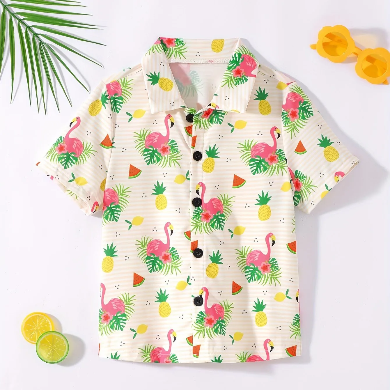 Fruit Cherry And Banana Print Boys Creative Shirt Casual Short Sleeve Lapel Cool Shirt Tops Girls Boys Clothes Summer Outdoor