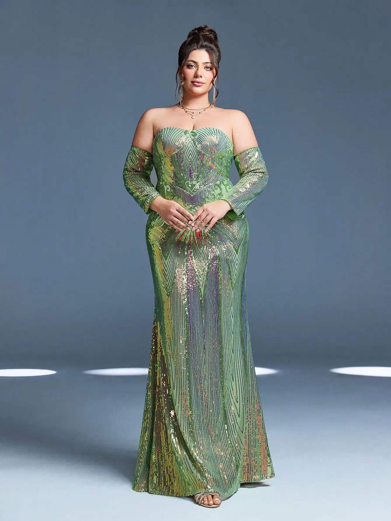 

Mgiacy New Arrival Tube top Large size Evening gown dress Sequin Bodycon Mermaid Long dress