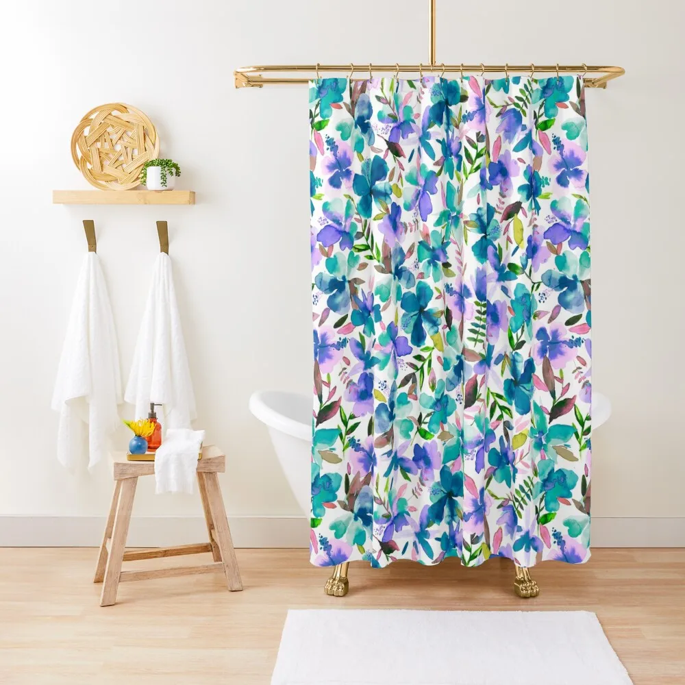 

Blue tropical hibiscus flower print Shower Curtain Bathroom Shower Elegant Bathroom Bathroom For Shower For The Curtain