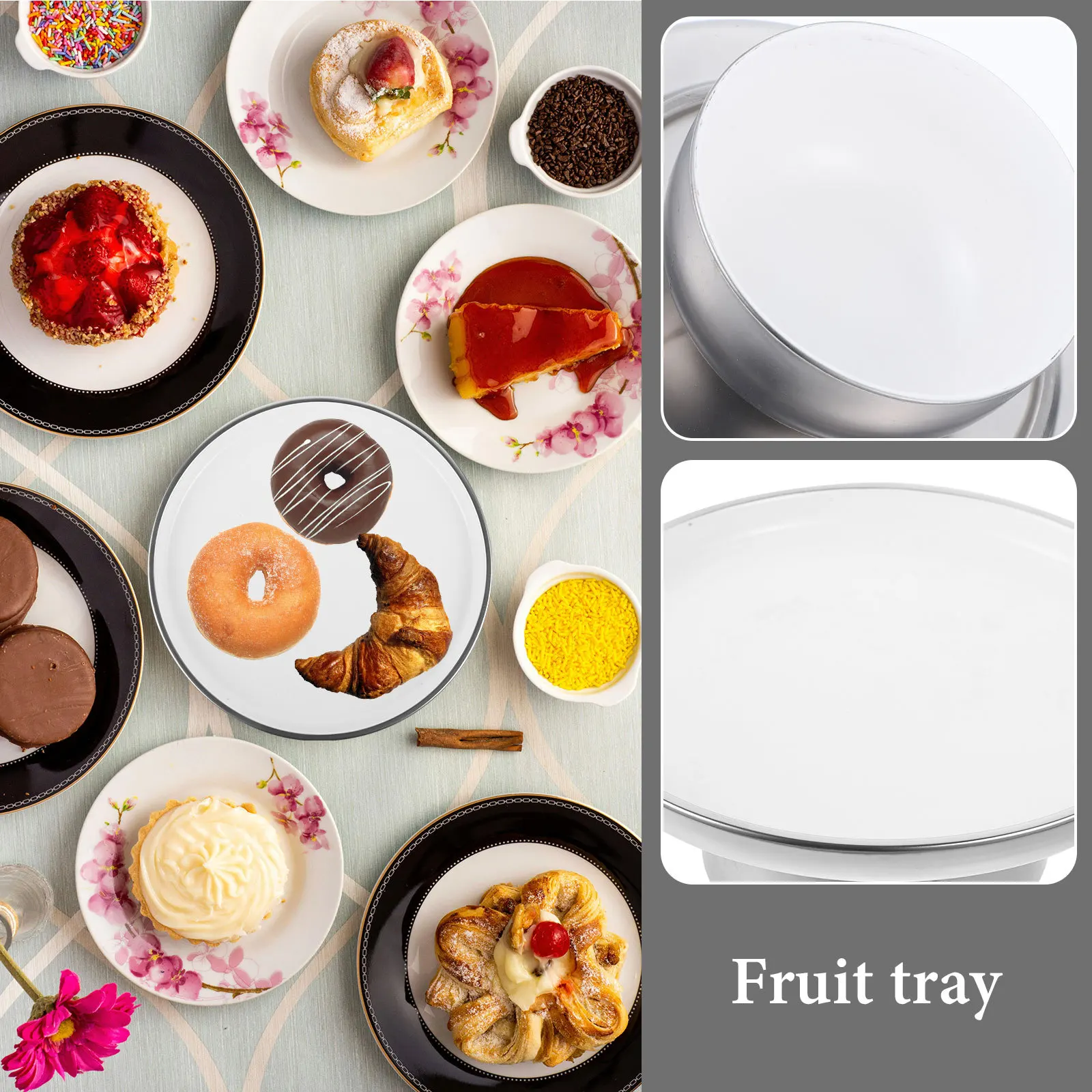 

Footed Fruit Bowl Dessert Trays Snack Tall Stand Snacks Table for Kitchen Counter Platter