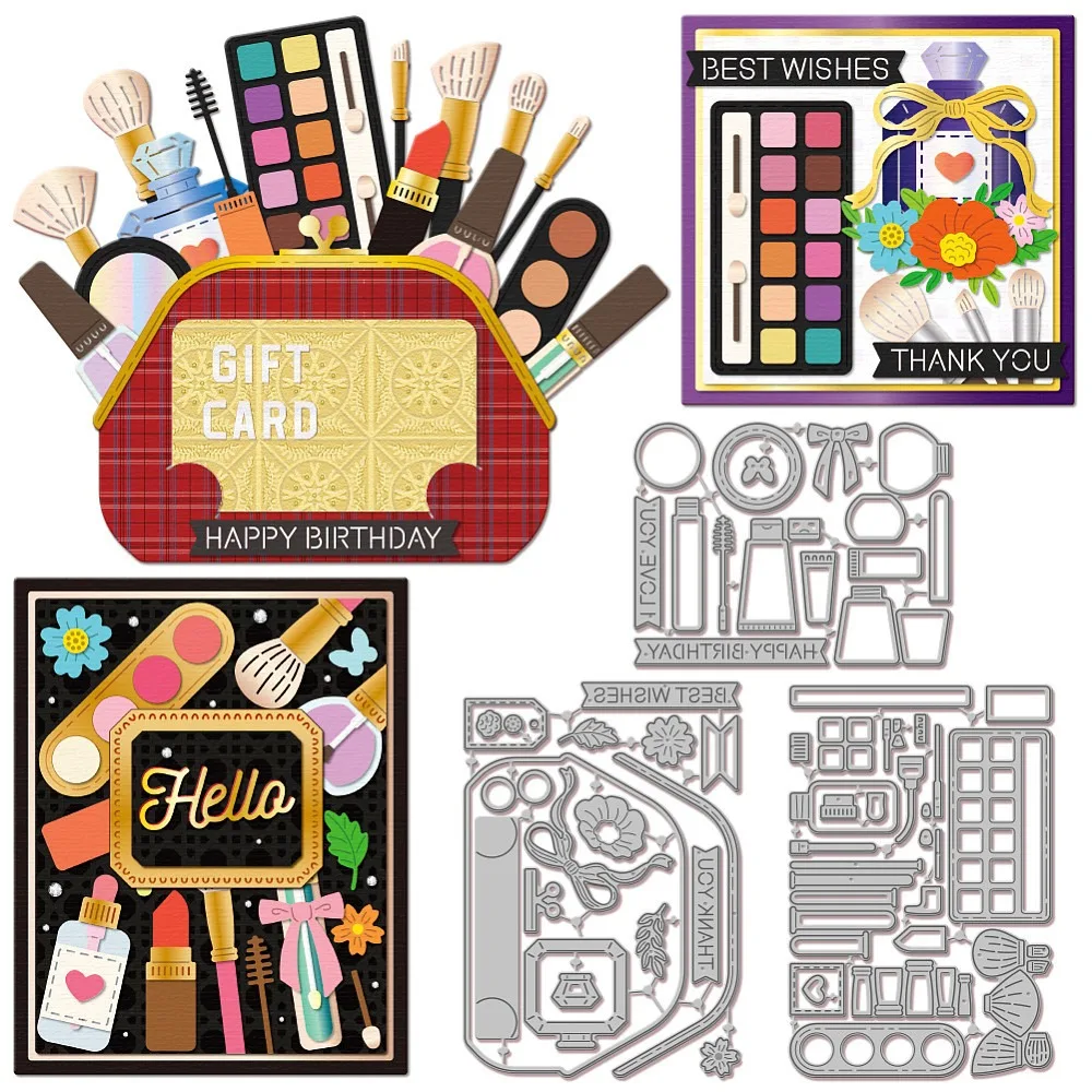 Kosmetik-Themen-Stanzformen aus Kohlenstoffstahl für DIY-Scrapbooking, Fotoalben, dekorative Prägung, Papierkarten, verschiedene Formen