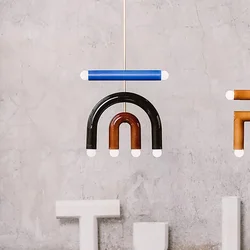 Post-Modern Style Rainbow Chandeliers Minimalist Art Homestay Kindergarten Home Decoration Children's Room Colorful Chandelier