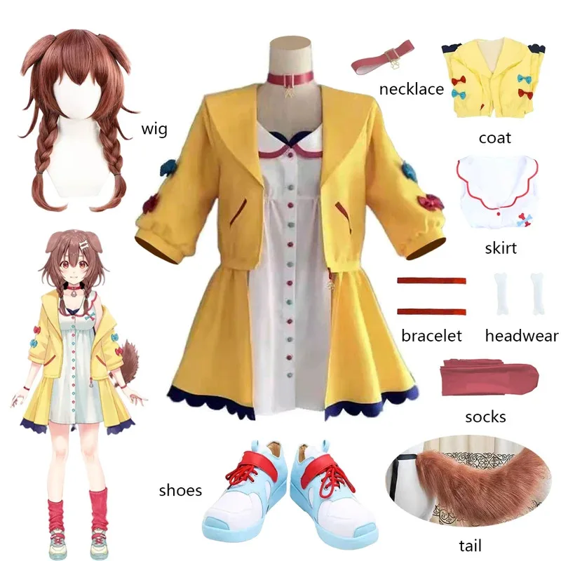 

Аниме VTuber Inugami Korone костюмы для косплея женское милое платье юбка пальто униформа аксессуары Хэллоуин карнавальный костюм для вечеринки