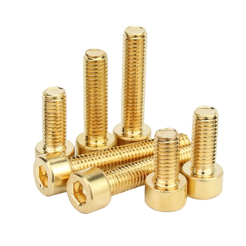 20~50pcs DIN912 Pure Brass Hex Socket Cap Head Screws M3 M4 Allen Key Head Screw Bolt customize DIY accessories