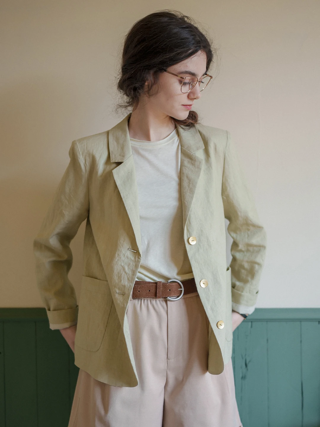 

MARCHNOON Linen Suit Old Money Style Thin Outerwear Slim Fit Shoulder Top Small Size Suit Women's Fashion Spring Collection