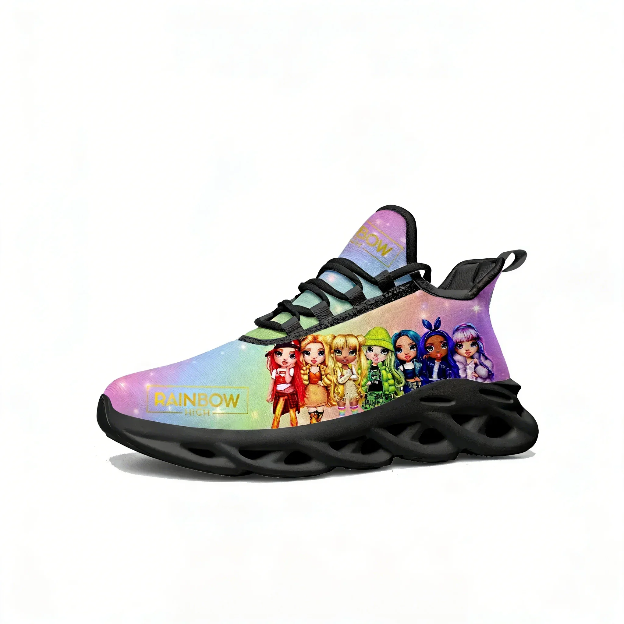 

Rainbow High Girls Flats Sneakers Mens Womens Sports Running Shoes High Quality Anime Custom Lace Up Mesh Footwear