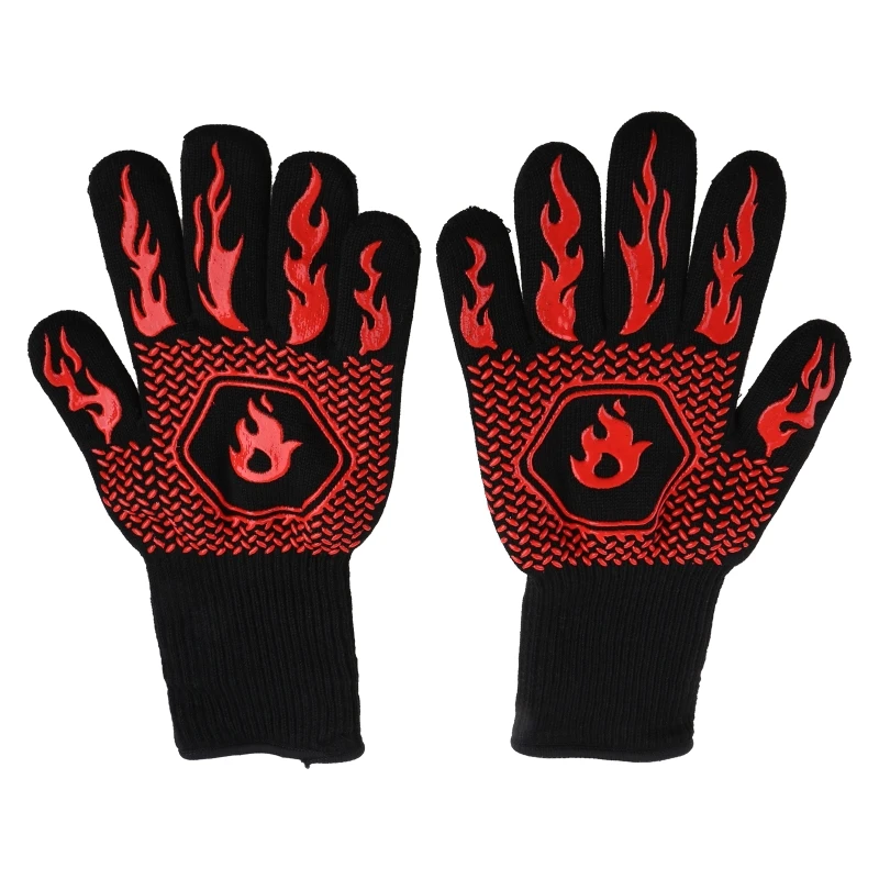 

Barbecue Gloves BBQ Gloves Hanging Heat Resistant for Kitchen Grill Baking