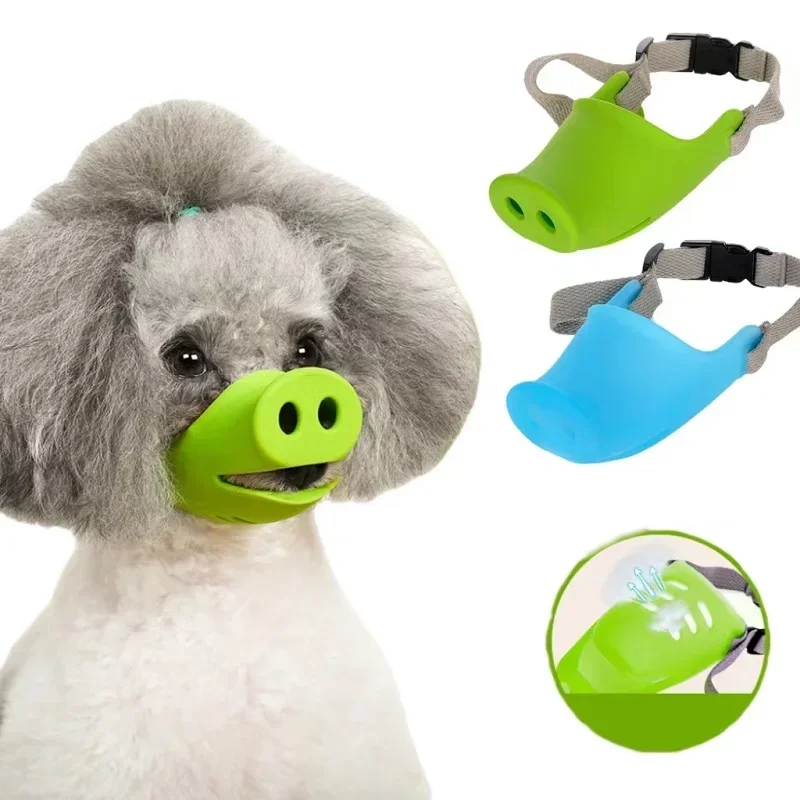 Pet Dog Personalized Breathable Muzzle Silicone Pig Nose Muzzle Mask Stop Barking Biting and Chewing for Small Large Dog Muzzles