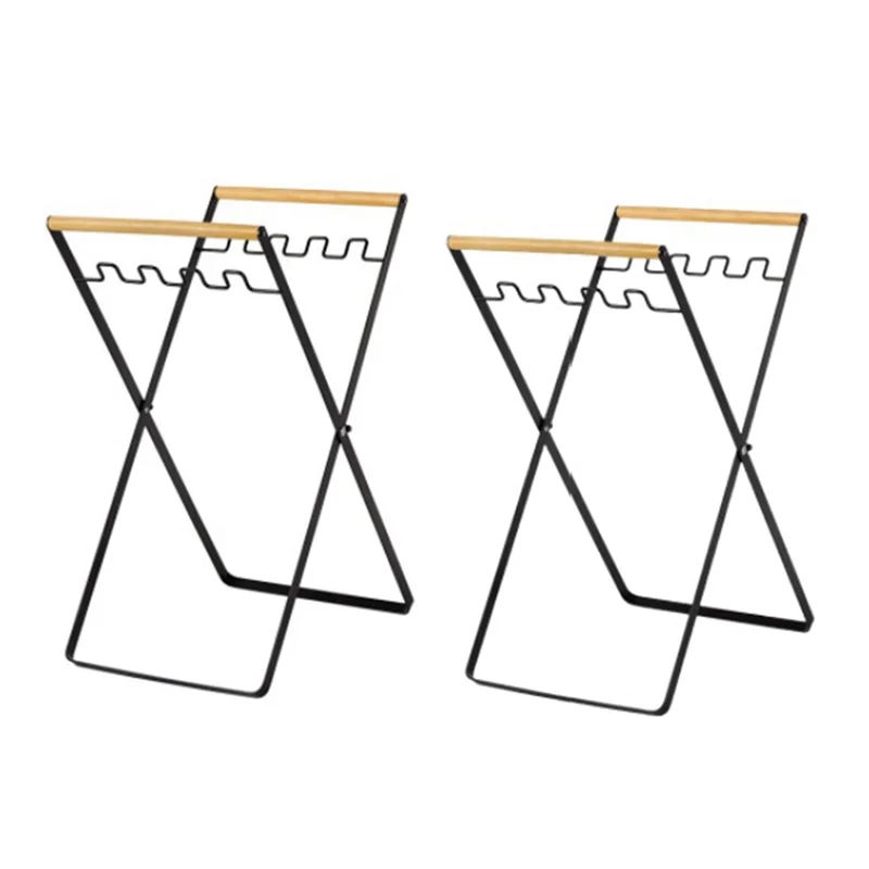 SANQ كيس قمامة حامل مع مقبض الخشب المحمولة المطبخ القمامة فرز الرف إعادة تدوير منفصلة سلة المهملات للتخييم