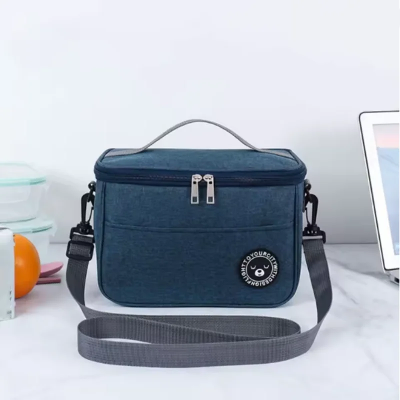 One Pack Insulated Bento Bag with Shoulder Strap, Heavy-Duty Thick Aluminum Foil Thermal Lunch Box Bag, Portable Heat Preservati