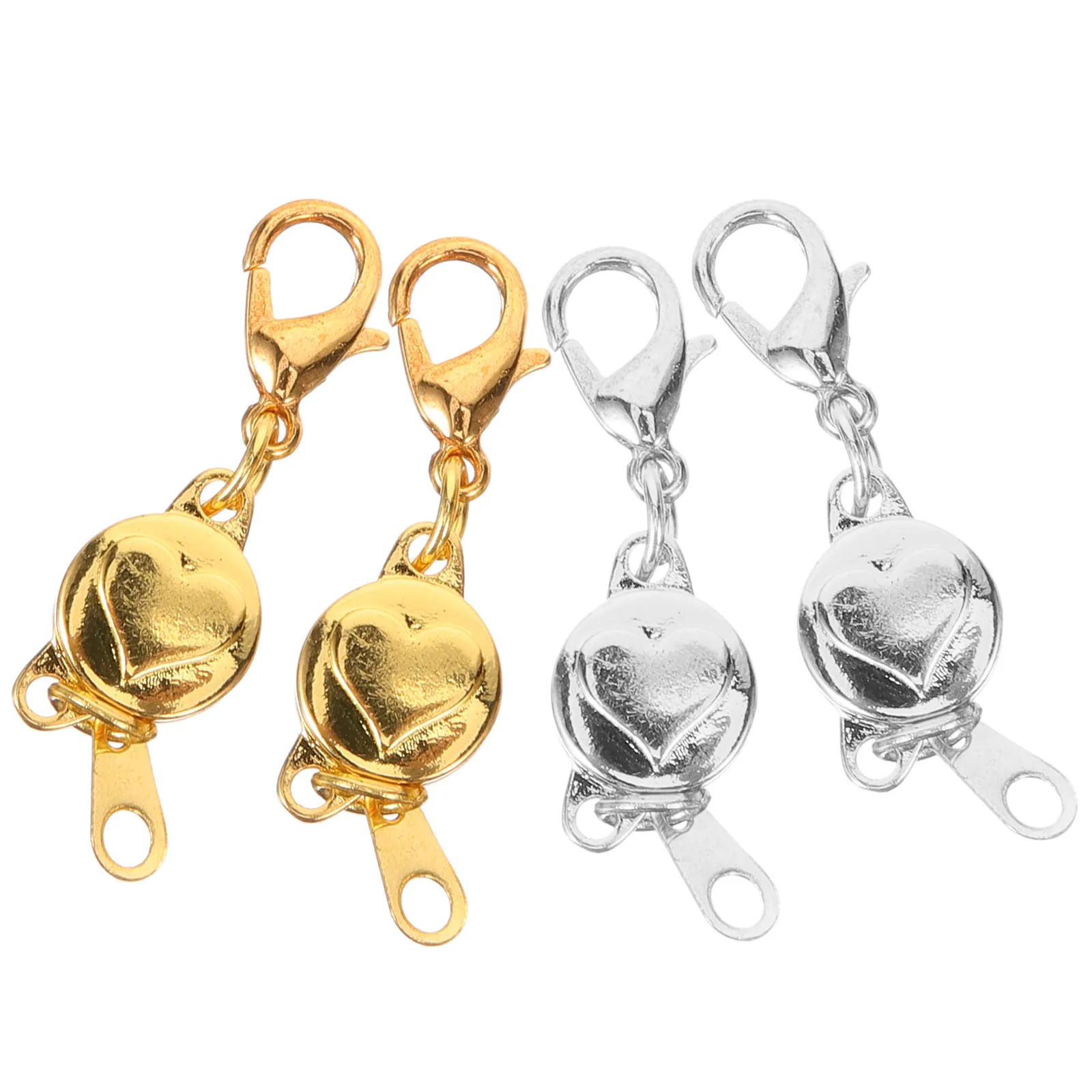

4pcs Magnetic Clasps Heart Shaped for DIY Jewelry Metal Lobster Buckle Bright Color Non Fading Necklace Bracelet Accessories