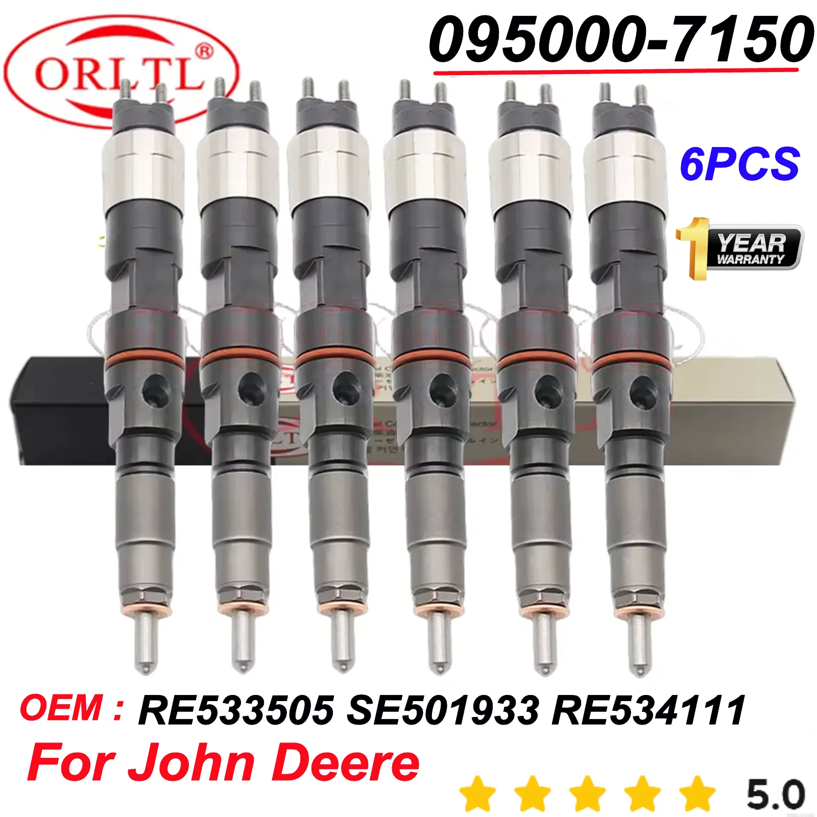 

6 шт. 095000-7150 OEM: RE533505 SE501933 RE534111 Новая форсунка дизельного топлива 095000-7151 для John Deere ORLTL