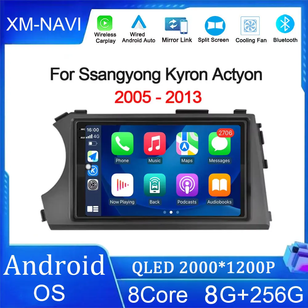 

Car Navigation Screen Android OS Carplay For Ssangyong Kyron Actyon 2005 2006 2007 2008 2009 2010-2013 4G Bluetooth Multimedia