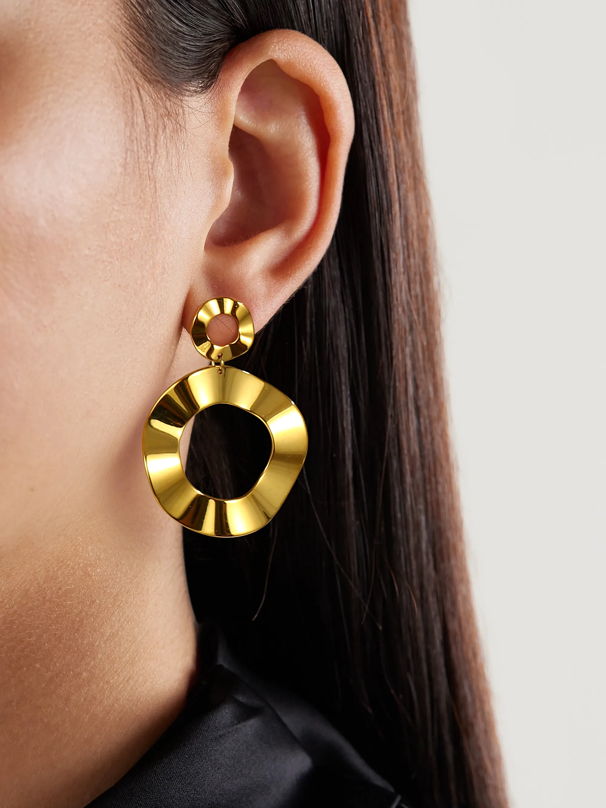 

Joya Love Vintage Round Dangle Drop Earrings Women Stainless Steel Gold Color Exaggerated Fashion Stud Earring 2024 New