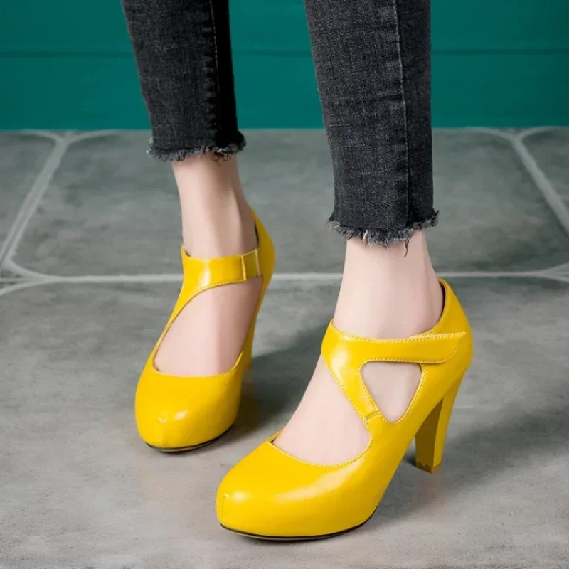 

Spring and Autumn New Style Fashion Round Head High-heeled Women's Shoes Shallow Mouth Simplicity Thin Heel Women Shoes High 8cm