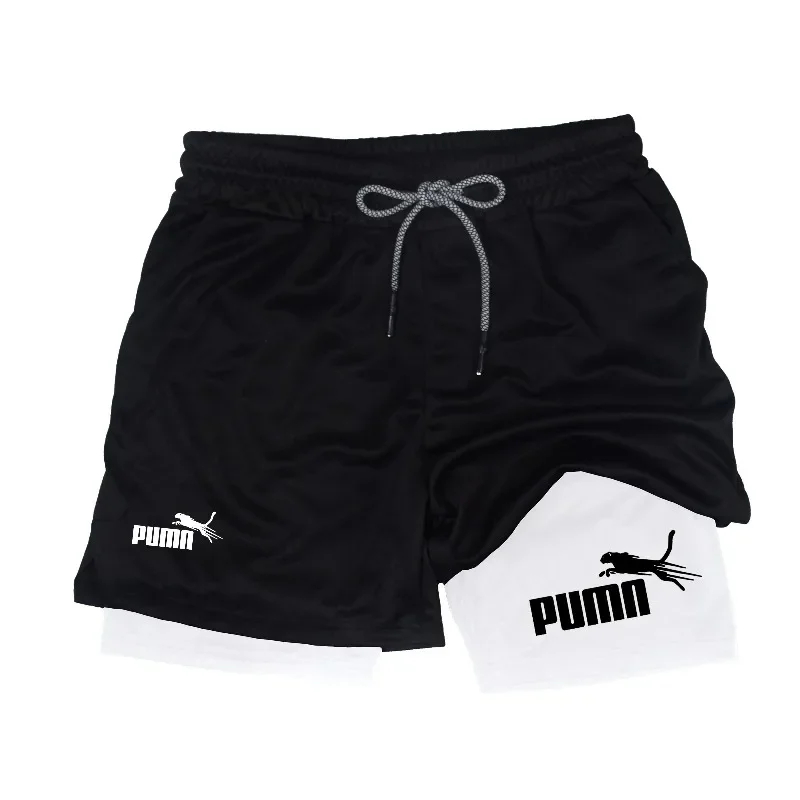 Sports and fitness breathable 2-in-1 double-layer shorts, including a phone pocket
