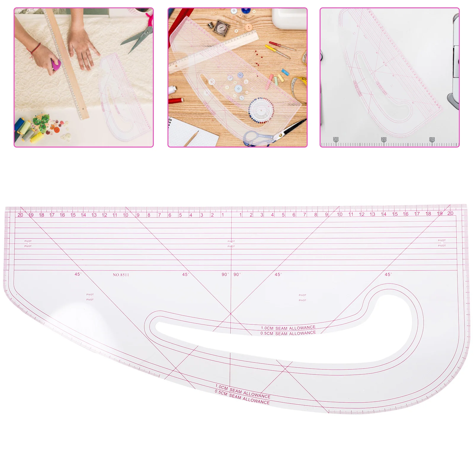 

Pattern Notcher Curve Grading Ruler Curler Sewing Rulers and Guides for Fabric PC Women's