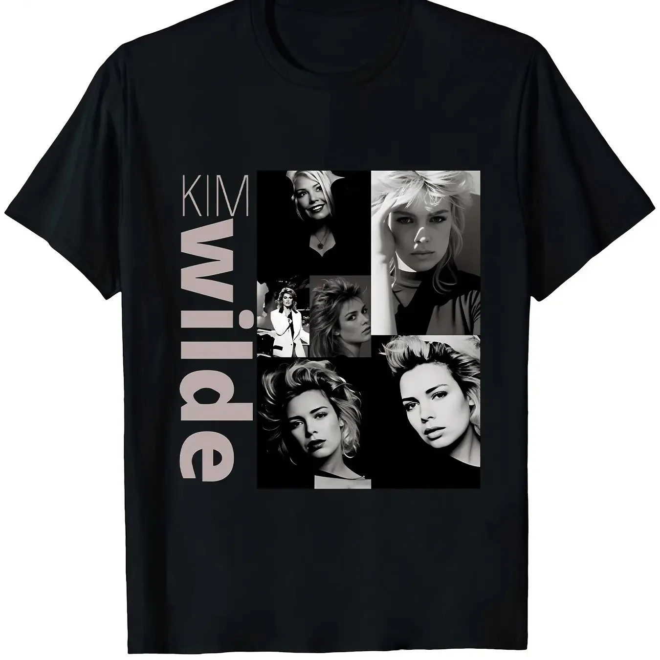Kim Wilde Vintage Graphic T-Shirt for Fans Black Retro Collage Design Soft Breathable 100% Cotton Unisex Regular Fit