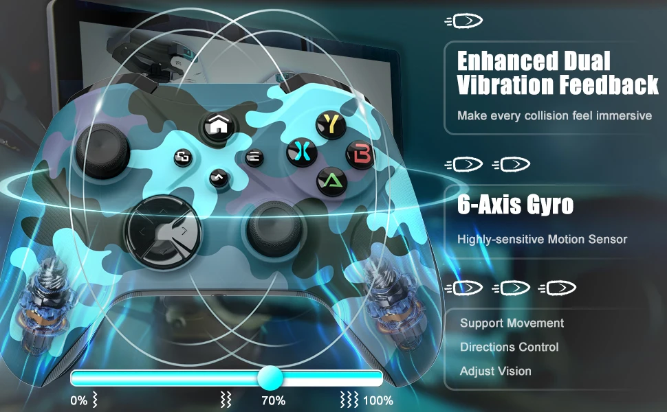 WLAN-Wireless-Controller für Xbox Series X/S/Xbox One PC Turbo, Motorvibrations-Gamepad mit Aufweckfunktion, 6-Achsen-Joystick, Xbox-Controller – Detail 6