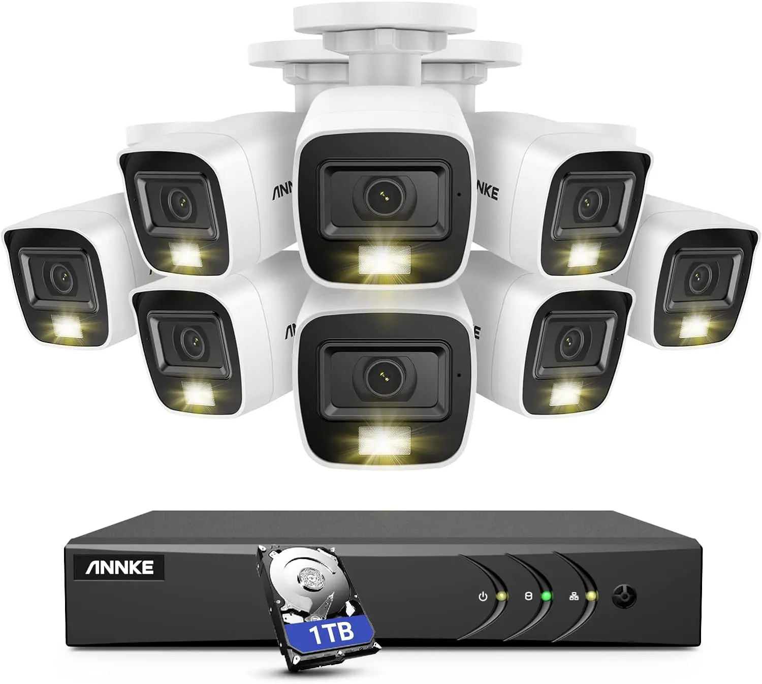 

Домашняя Проводная камера системы безопасности с аудио, 8CH 3K Lite H.265 + AI DVR с жестким диском 1 ТБ и 8X1080P IP67 погодозащищенный