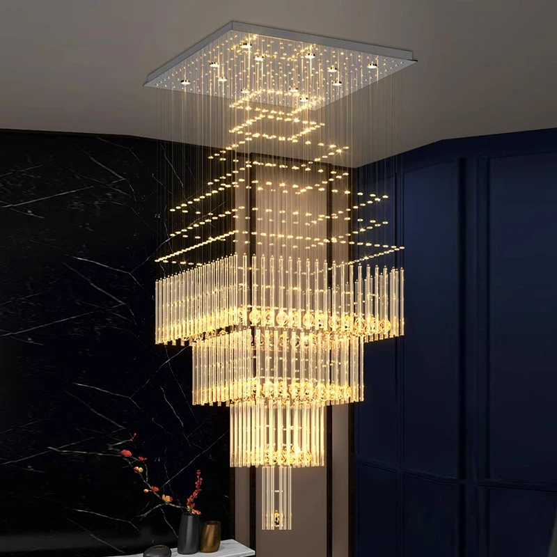 Modern home decoration crystal chandelier, stair Pendant lamp, living room Pendant lights, interior lighting