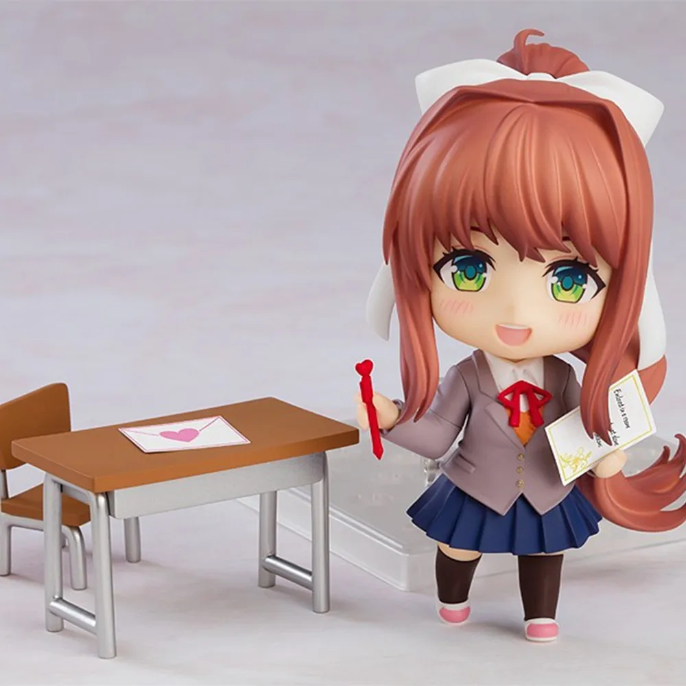 Doki Literature Club Figure Monika 1817, figura de Anime, versión Q, lindo juguete de niña, decoración de Pvc, habitación de muñecas, regalos de cumpleaños, 10cm