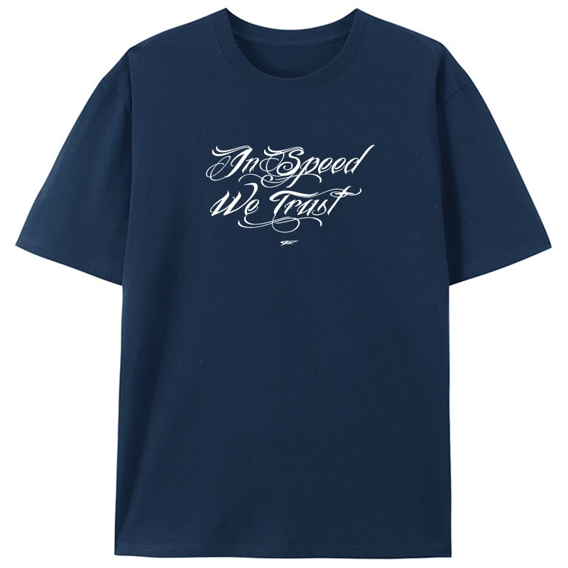 

Sleeve Tshirt Homme In Speed We Trust Drag Racer Street Race car driver Muscle Car Shirt -