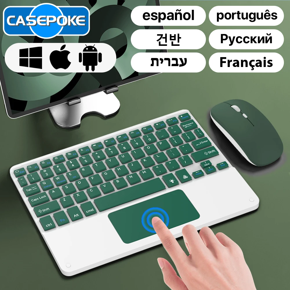 CASEPOKE Wireless Bluetooth Keyboard with Touchpad Rechargeable Tablet Android iOS Windows Keyboard For Huawei Samsung Xiaomi