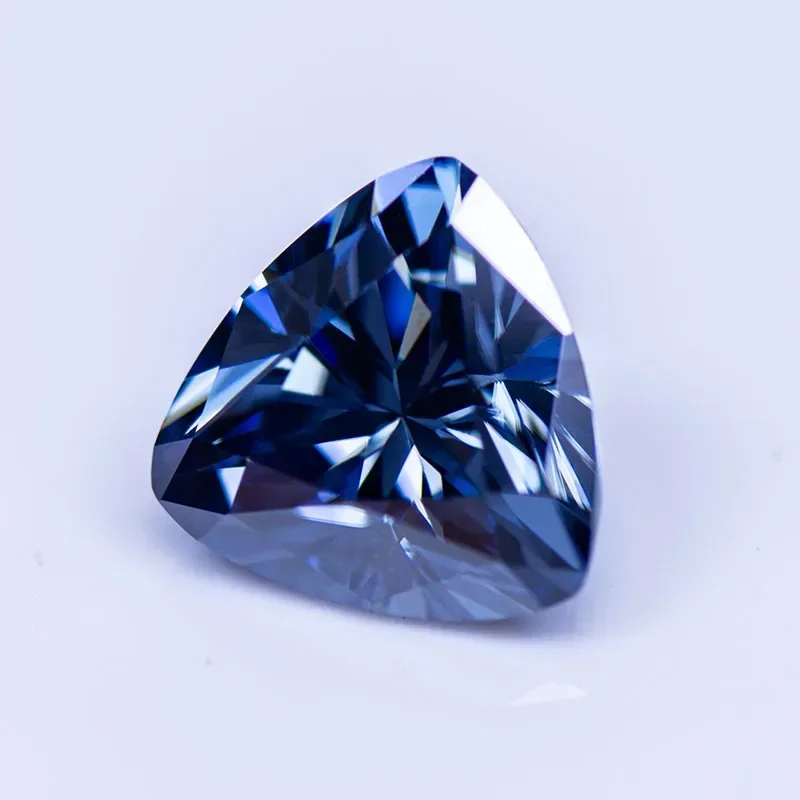 Moissanite Stone Trillyon Cut Primary Color Royal Blue Lab Created Gemstone For DIY Charms Jewel Making With GRA Certificate