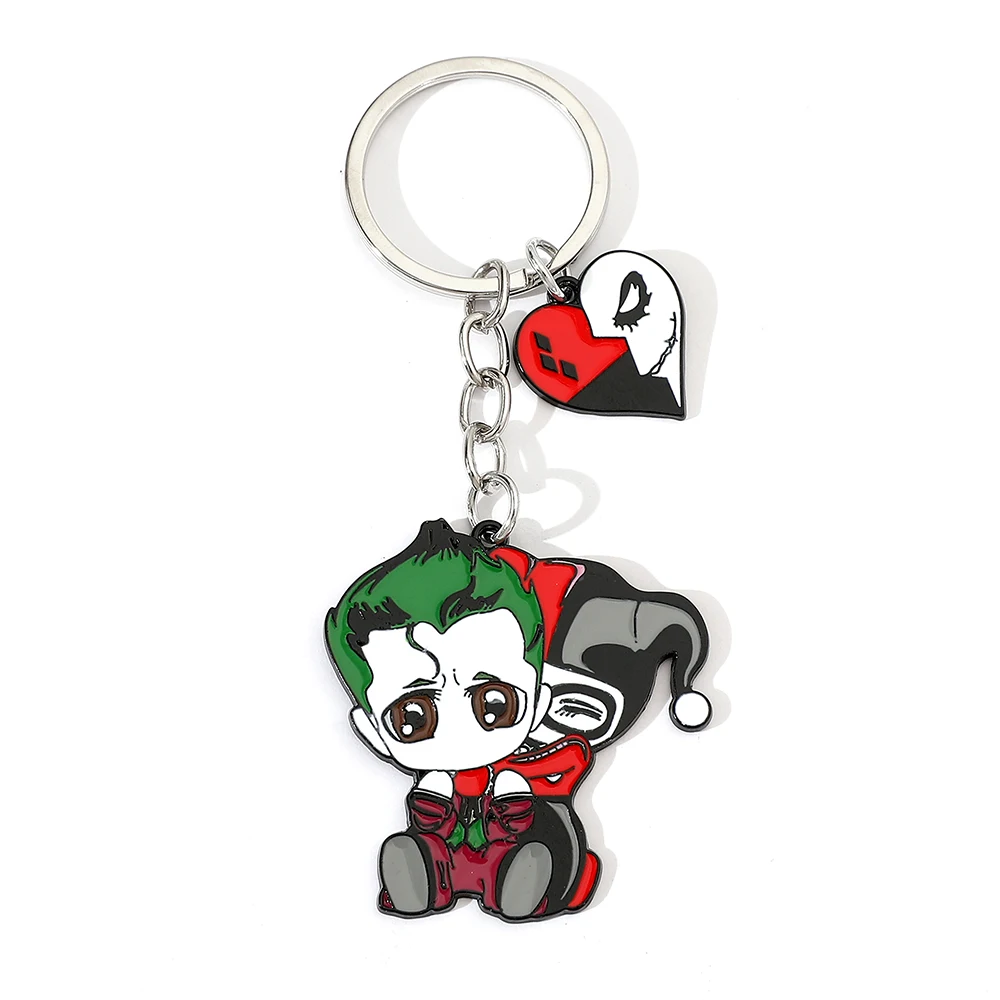 Movie Character Joker Keychain Metal Enamel Badge Fashion Pendant Keychain for Women Men Halloween Accessories Gift