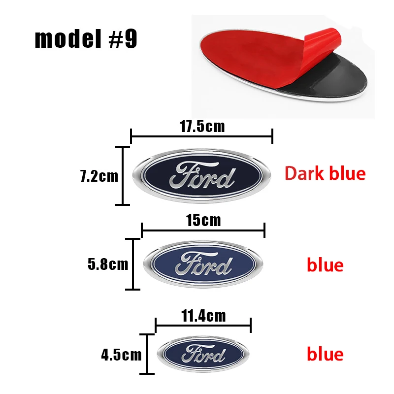114mm/150mm/175mm Auto Motorkap Emblem voor Ford Fiesta Range Focus Mondeo Explorer Fusion Transit Edge Auto Kofferbak Sticker