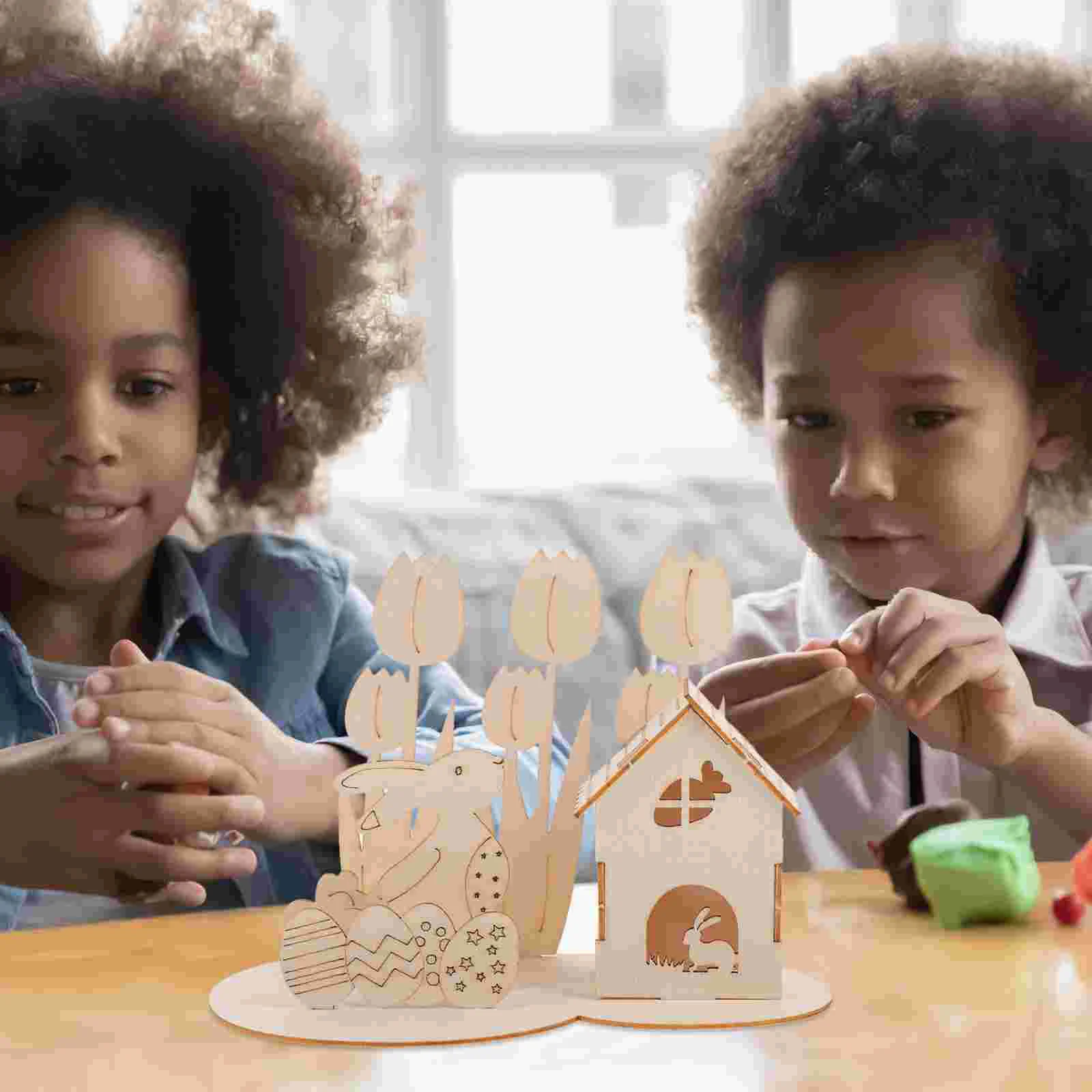 Puzzle 3D en bois pour enfants, jouets pour enfants de 1 à 3 ans, dessin animé sur le thème de pâques, sûr et lisse