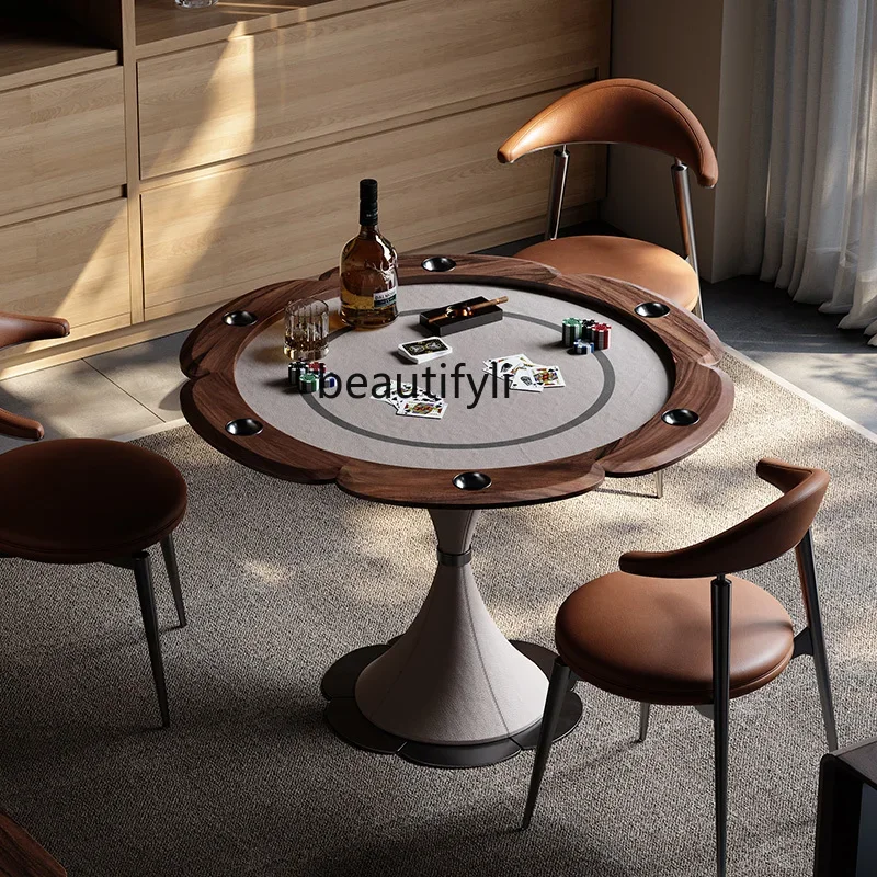 lbWalnut poker table, villa furniture matching entertainment room special chess and card entertainment table