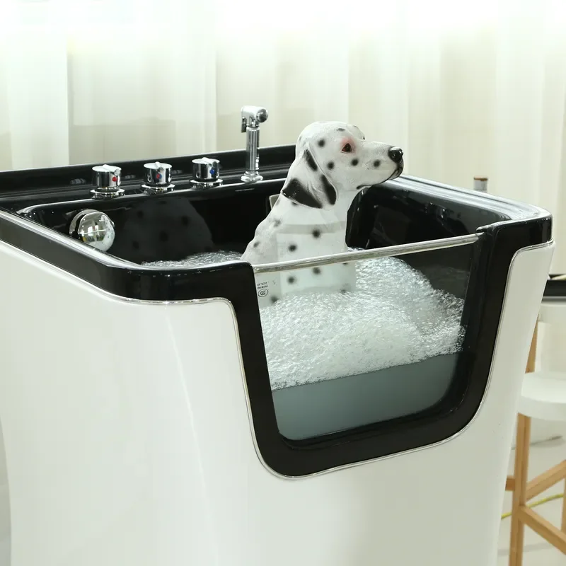 Modern 1.5m White Acrylic Clawfoot Bathtub with Multi-Function Faucet for All Seasons Use for Cats and Dogs Indoor Bathroom