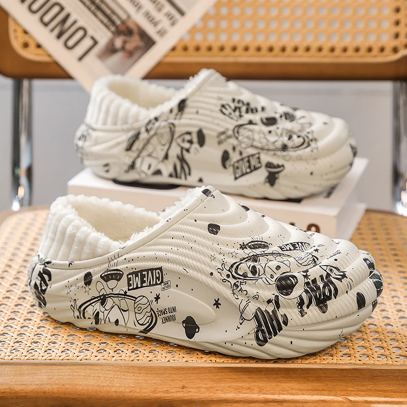 

Autumn and Winter Waterproof Cotton Shoes for Men and Women, Plus Velvet To Keep Warm, Outer Wear Cotton Slippers