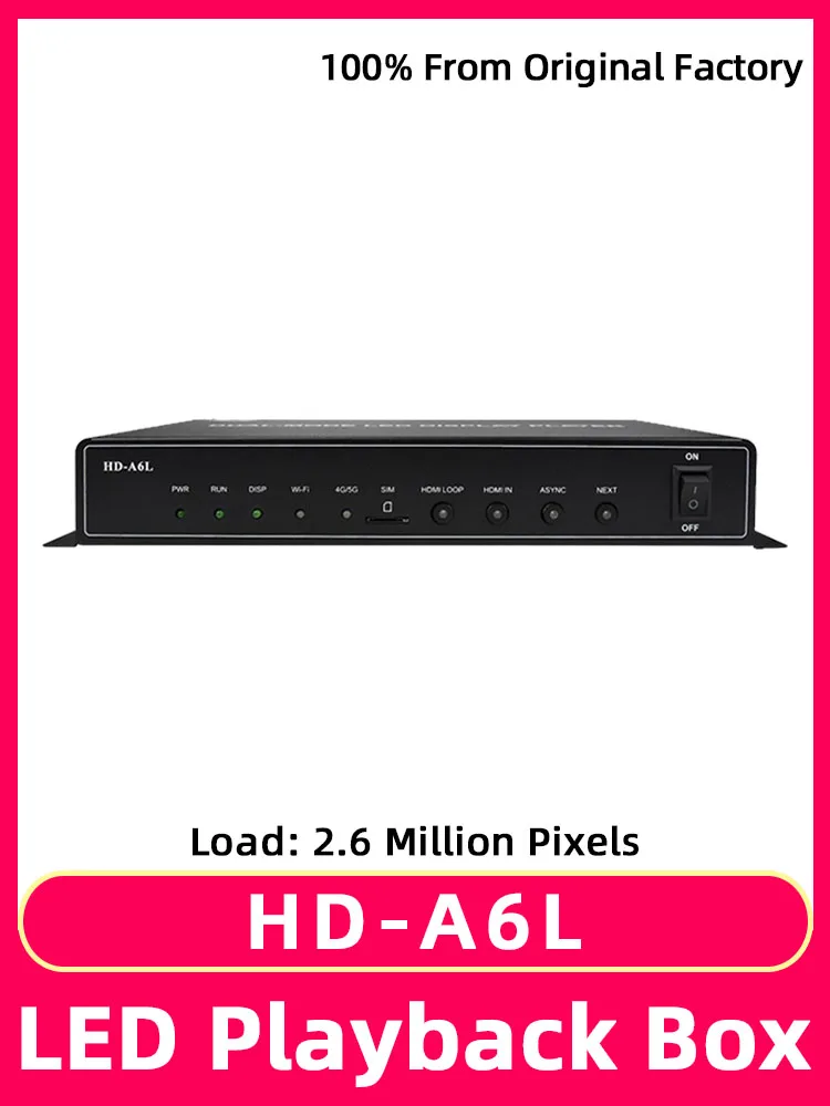 

HD-A6L Full color LED Panel Video Wall USB Port Controller Mobile Phone WiFi Playback Box LED Display Screen Supports HDMI Input