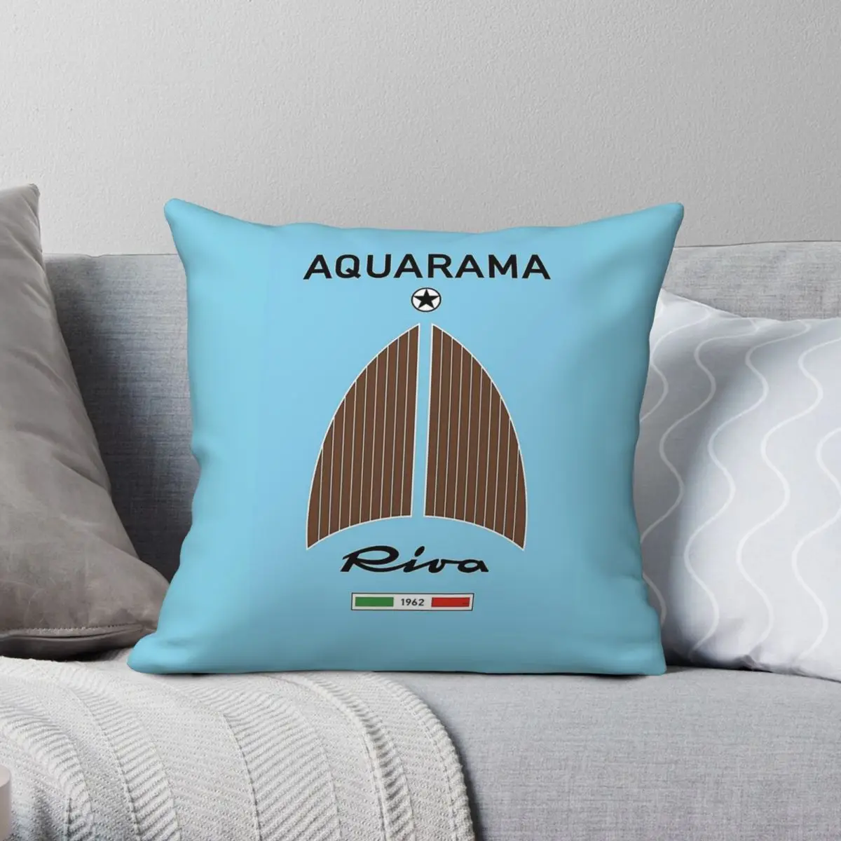 Riva Aquarama Yacht Italy Venice Square Pillowcase Polyester Linen Velvet Creative Zip Decorative Pillow Case Sofa Cushion Cover
