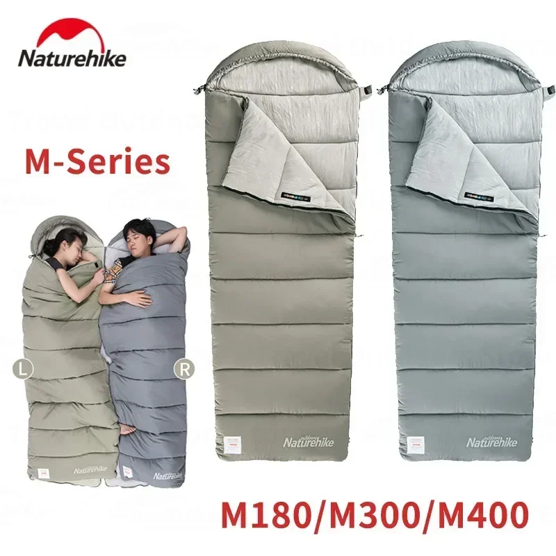 Naturehike M-Series Cotton Sleeping Bag Winter Outdoor Spliceable Double Sleeping Bag with Cap Warm Camping Quilt M180 M300 M400