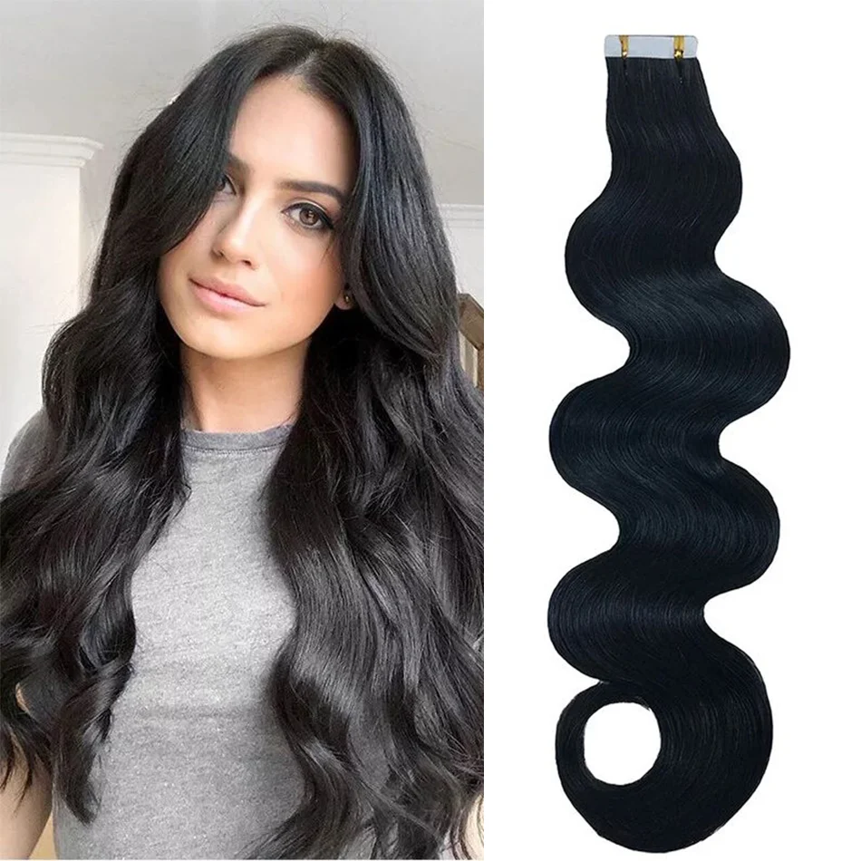 Extensions de Cheveux Naturels Ondulés avec Ruban Adhésif Invisible Double Face, 16 Pouces, 2.5g/Pièce, 100g