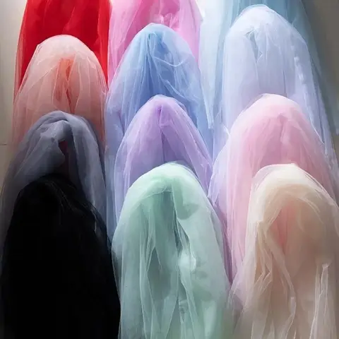 Lightweight Ethereal Fog Net Tulle Fabric, Solid Color Sheer Gauze for Bridal Veil Wedding Curtain Photo Backdrop DIY Craft