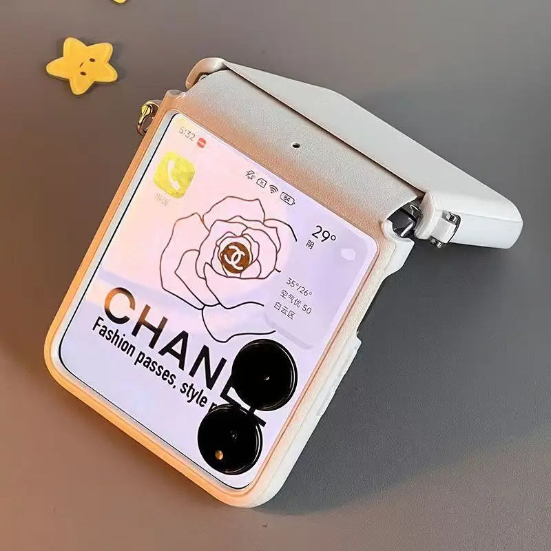 Korean Crossbody Lanyard Strap Retro White Bow Pendant Pearl Bracelet Phone Case for Galaxy Z Flip 6 Z Flip5 Shockproof Cover