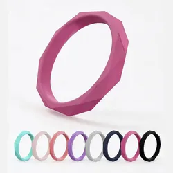 Sports Rhombus Silicone Ring 10 Color for Women Wedding Rubber Bands Hypoallergenic Flexible Finger Rings